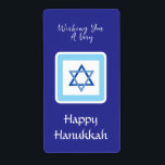 HANUKKAH bericht Blauwe rechthoek Etiket<br><div class="desc">pas uw vakantieseizoensbericht aan. Ik hou van schilderen en ontwerpen! Ik hoop dat je geniet van mijn kunstwerk.</div>