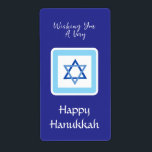 HANUKKAH bericht Blauwe rechthoek Etiket<br><div class="desc">pas uw vakantieseizoensbericht aan. Ik hou van schilderen en ontwerpen! Ik hoop dat je geniet van mijn kunstwerk.</div>