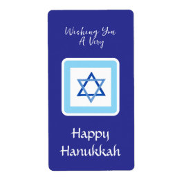 HANUKKAH bericht Blauwe rechthoek Etiket