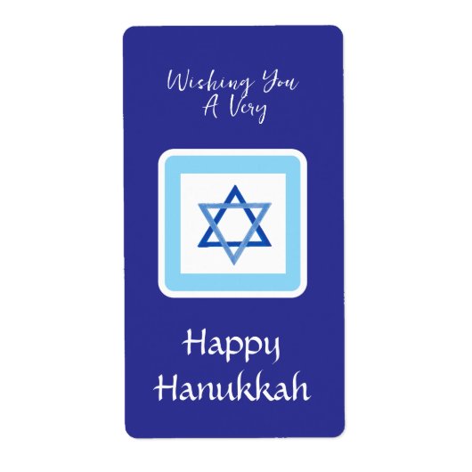 HANUKKAH bericht Blauwe rechthoek Etiket (Voorkant)