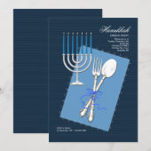 Hanukkah Bestek Dinertafel Uitnodiging (Voorkant / Achterkant)