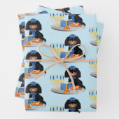 Hanukkah Black en Tan Cavalier King Charles Spani Inpakpapier Vel (In situ)