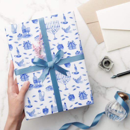 Hanukkah Blauw Inpakpapier (Geschenken)