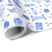 Hanukkah Blauw Inpakpapier (Rol Hoek)