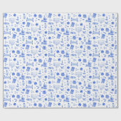 Hanukkah Blauw Inpakpapier (Vlak)