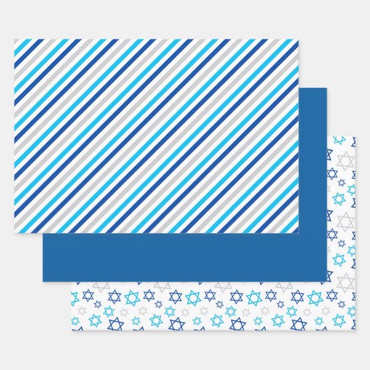 Hanukkah Blauw Zilver Inpakpapier Vel (Set)