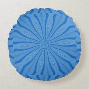 Hanukkah Blauwe Radiale Strepen Fractal Rond Kussen