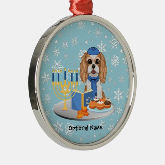 Hanukkah Blenheim Cavalier King Charles Spaniel Wr Metalen Ornament (Rechts)