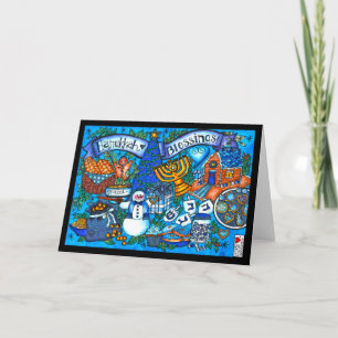 Hanukkah Blessings 7x5 Kaart