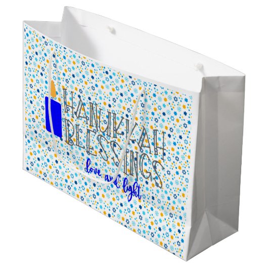 Hanukkah Blessings Groot Cadeauzakje (Voorkant Gekanteld)