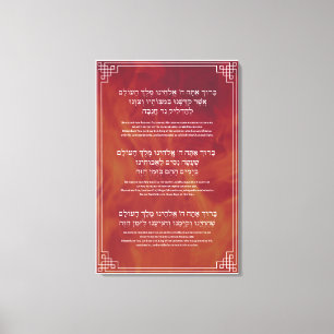 Hanukkah Blessings Hebrew English Candle Lighting Canvas Afdruk