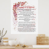 Hanukkah Blessings Hebrew English Lighting Candles Poster (Keuken)