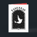 Hanukkah Blessings Kaart<br><div class="desc">Een witte duif op een besneeuwde/sterrenachtergrond vliegt in met "Chanoeka Blessings" wensen. Interieur kaart afgebakend en gecoördineerd voor uw schrijfplezier. ~ Karyn</div>