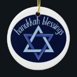 Hanukkah Blessings Keramisch Ornament<br><div class="desc">Dit ontwerp is prachtig en helder en vult je aan de rand met vakantie-geest en is perfect op cadeaus,  tafellinnen,  keukenlinens,  thuisdeeg en alles wat Hanukkah doet!</div>