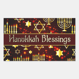 Hanukkah Blessings Menorah Rechthoekige Sticker