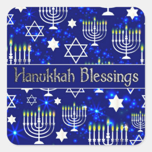 Hanukkah Blessings Menorah Vierkante Sticker