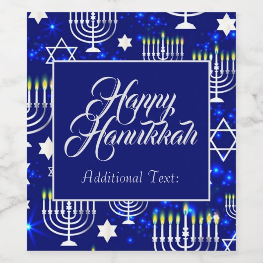 Hanukkah Blessings Menorah Wijn Etiket (Enkel label)