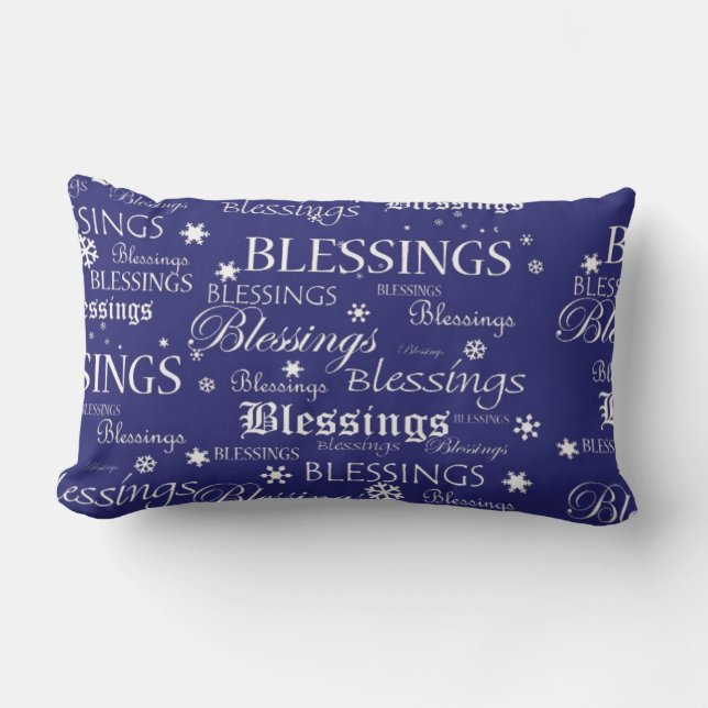 Hanukkah Blessings Snowflakes op Blue Pillow Kussen (Voorkant)