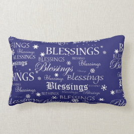 Hanukkah Blessings Snowflakes op Blue Pillow Kussen