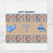 Hanukkah bloem thema menorah duif wijn etiket (Enkel label)