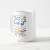 Hanukkah Bloemen Handgetekende Kunst  Koffiemok (Voorkant links)