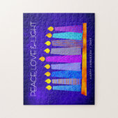 Hanukkah Blue Boho Candle Pattern Peace Love Light Legpuzzel (Verticaal)