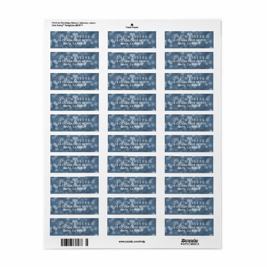 Hanukkah Blue Bokeh Return Address Etiket (Full Sheet)