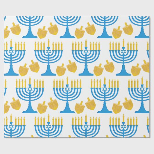 Hanukkah Blue en Gold Cadeaupapier (Vlak)