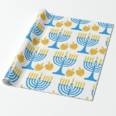  Hanukkah Blue en Gold Cadeaupapier (Uitgerold)