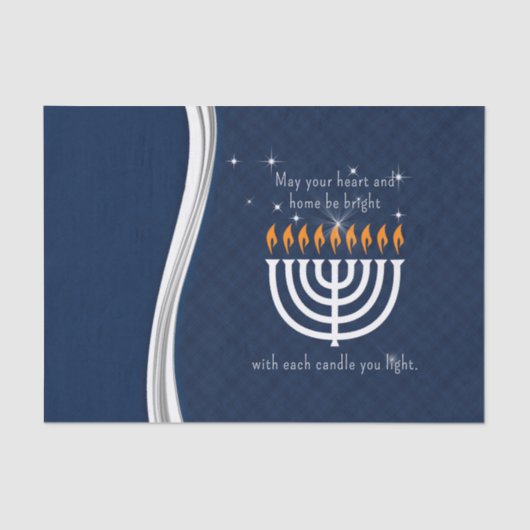 Hanukkah Blue en White met elk kaarslicht Tissuepapier (Voorkant)