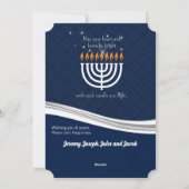 Hanukkah Blue en White met foto en naam Feestdagenkaart (Achterkant)
