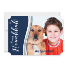 Hanukkah Blue en White met foto en naam