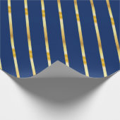 Hanukkah Blue & Golden Diagonal Thick Stripes Cadeaupapier (Hoek)