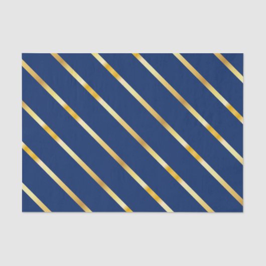 Hanukkah Blue & Golden Diagonal Thick Stripes Tissuepapier (Voorkant)