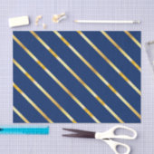 Hanukkah Blue & Golden Diagonal Thick Stripes Tissuepapier (Craft)