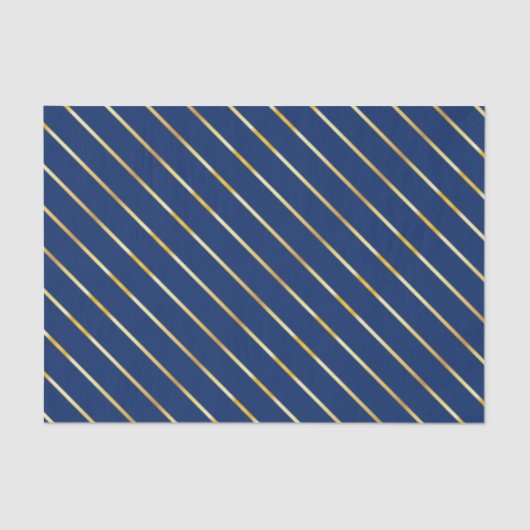 Hanukkah Blue & Golden Diagonal Thin Stripes Tissuepapier (Voorkant)