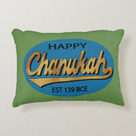 Hanukkah Blue/Green Pillow "Chanukah Retro BCE" Accent Kussen