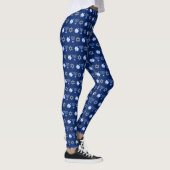 Hanukkah Blue Menorah Dreidel Pattern Chanukah Leggings (Rechts)