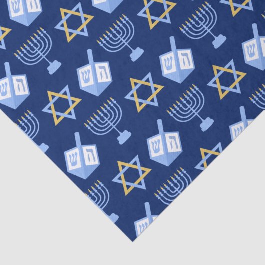 Hanukkah Blue Menorah Dreidel Pattern Chanukah Tissuepapier (Detail)