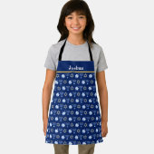 Hanukkah Blue Menorah Dreidel Pattern Custom Kinde Schort (Insitu)