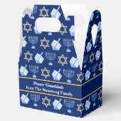 Hanukkah Blue Menorah Dreidel Pattern Custom Party Bedankdoosjes (Geopend)