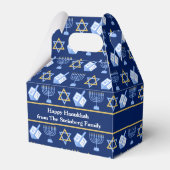 Hanukkah Blue Menorah Dreidel Pattern Custom Party Bedankdoosjes (Voorkant Zijde)
