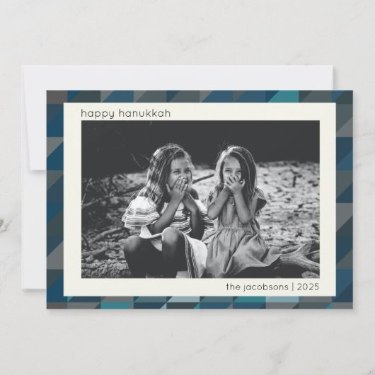 Hanukkah Blue Ombre Modern Geometric Pattern Feestdagenkaart (Voorkant)