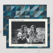 Hanukkah Blue Ombre Modern Geometric Pattern Feestdagenkaart (Voorkant / Achterkant)