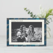 Hanukkah Blue Ombre Modern Geometric Pattern Feestdagenkaart (Staand voorkant)