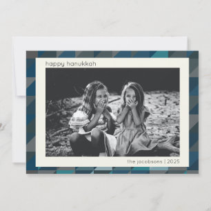 Hanukkah Blue Ombre Modern Geometric Pattern Feestdagenkaart