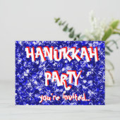 Hanukkah blue party-uitnodiging kaart (Staand voorkant)