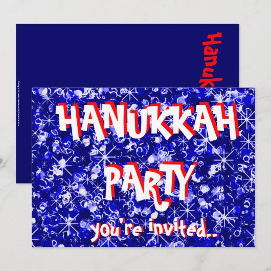 Hanukkah blue party-uitnodiging kaart (Voorkant / Achterkant)
