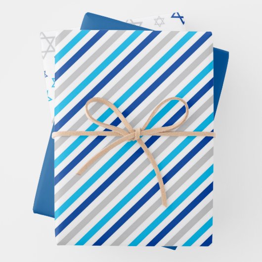 Hanukkah Blue Silver Inpakpapier Vel (In situ)