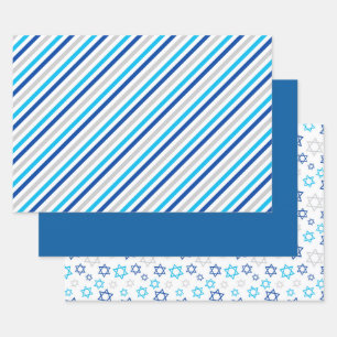 Hanukkah Blue Silver Inpakpapier Vel